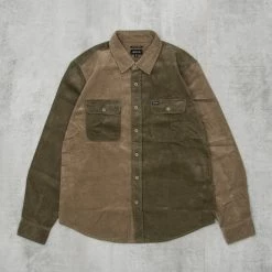 Brixton Bowery Corduroy L/S Flannel Shirt - Military Olive