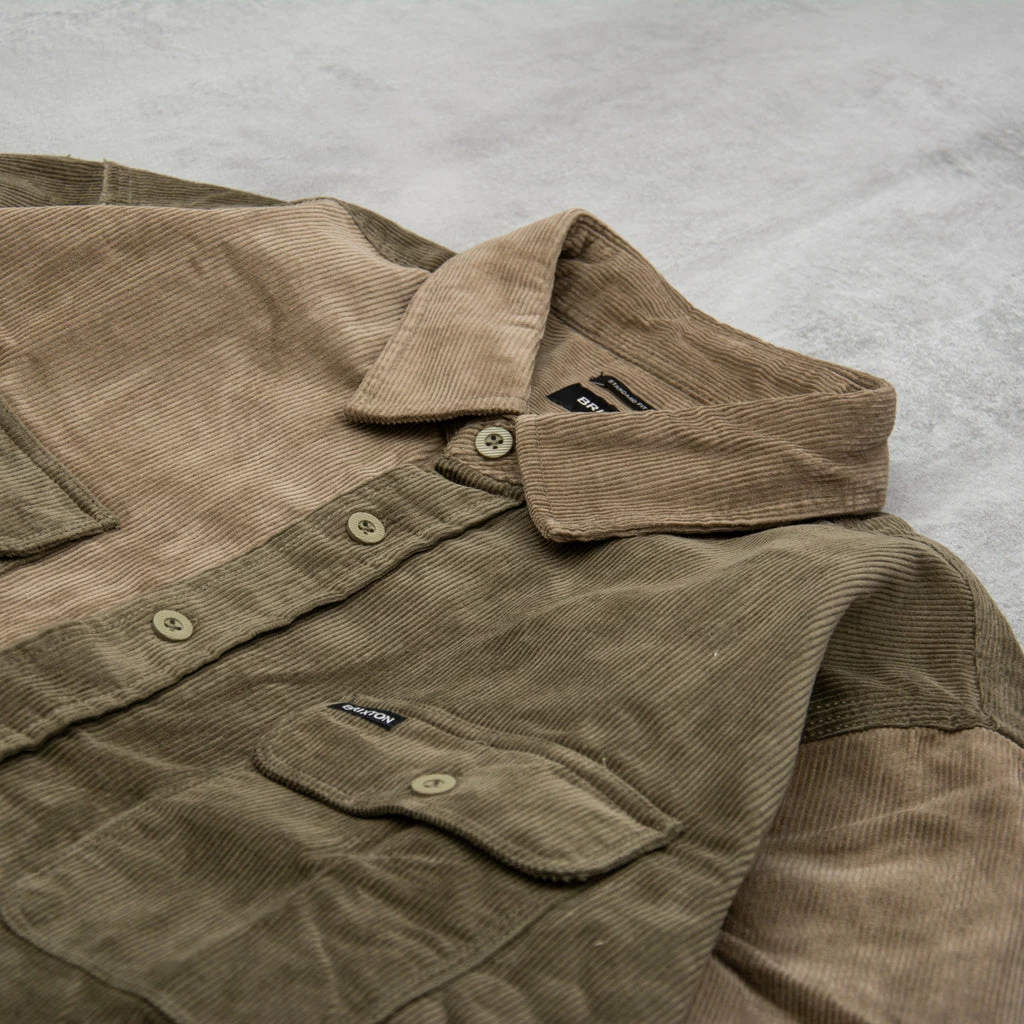 Brixton Bowery Corduroy L/S Flannel Shirt - Military Olive 2 Brixton Bowery Corduroy L/S Flannel Shirt - Military Olive - Image 2