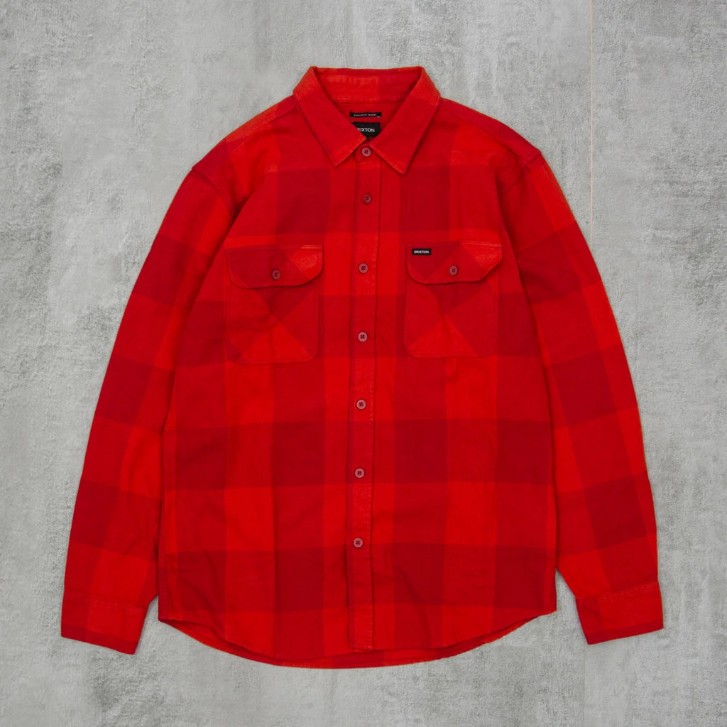 Brixton Bowery L/S Flannel Shirt - Crimson / Aurora Red 1 Brixton Bowery L/S Flannel Shirt - Crimson / Aurora Red