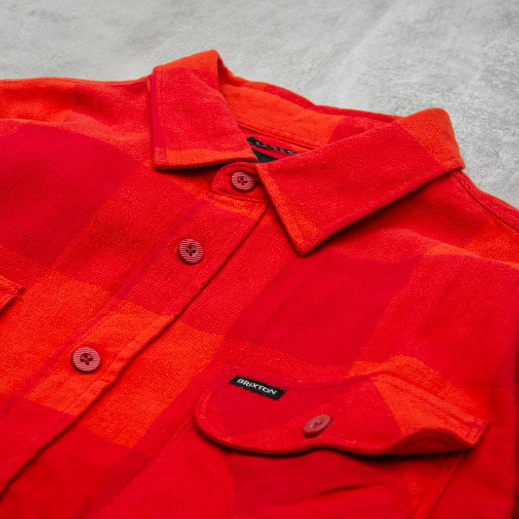 Brixton Bowery L/S Flannel Shirt - Crimson / Aurora Red 2 Brixton Bowery L/S Flannel Shirt - Crimson / Aurora Red - Image 2