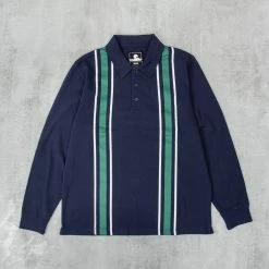 Edwin Club Stripes L/S Polo Jersey - Maritime Blue
