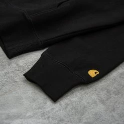 Carhartt WIP Hooded Chase Sweatshirt - Black / Gold -Kyosho Shop DSC 2739 1024x1024