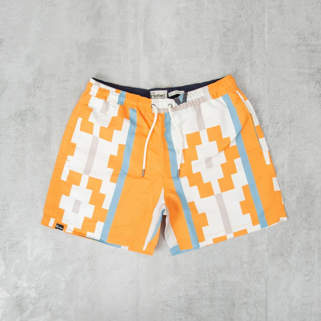 Penfield Geo Print Swim Short - Apricot 1 Penfield Geo Print Swim Short - Apricot