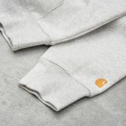 Carhartt WIP Hooded Chase Sweatshirt - Ash Heather / Gold -Kyosho Shop HoodedChaseSweatshirt AshHeather Gold3 1024x1024