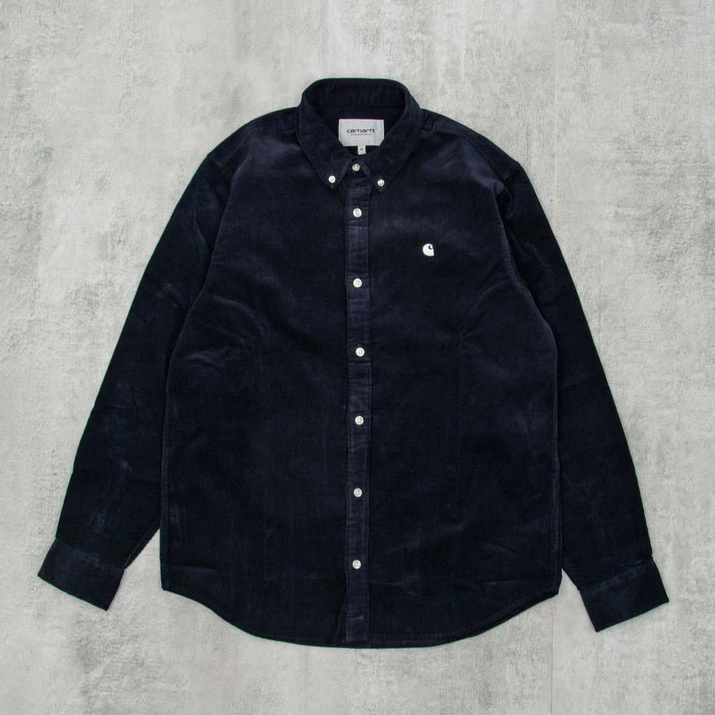 Carhartt WIP Madison Fine Cord L/S Shirt - Dark Navy / White 1 Carhartt WIP Madison Fine Cord L/S Shirt - Dark Navy / White