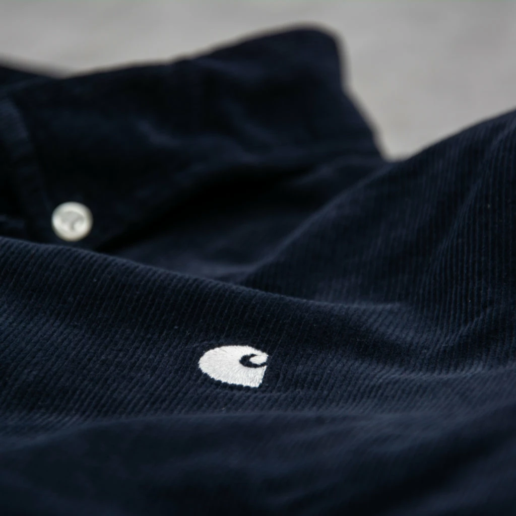 Carhartt WIP Madison Fine Cord L/S Shirt - Dark Navy / White 2 Carhartt WIP Madison Fine Cord L/S Shirt - Dark Navy / White - Image 2