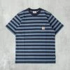 Carhartt WIP Merrick S/S Striped Pocket Tee - Dark Navy / Storm Blue