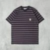 Carhartt WIP Merrick S/S Striped Pocket Tee - Soot / Artichoke