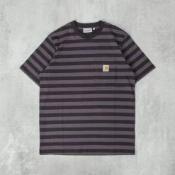 Carhartt WIP Merrick S/S Striped Pocket Tee - Soot / Artichoke