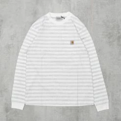 Carhartt WIP Scotty L/S Striped Pocket Tee - Ash Heather