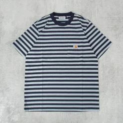 Carhartt WIP Scotty S/S Striped Pocket Tee - Atom Blue