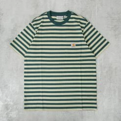 Carhartt WIP Scotty S/S Striped Pocket Tee - Botanic Agave