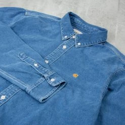 Carhartt WIP Weldon Shirt - Blue Heavy Stone Wash -Kyosho Shop WeldonShirt BlueHeavyStoneWash3 1024x1024