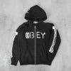Obey World Zip Hood Sweatshirt - Black