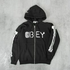 Obey World Zip Hood Sweatshirt - Black